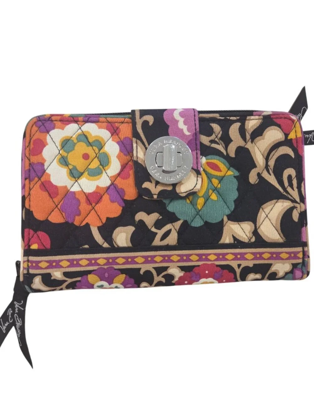 Vera Bradley Suzani Turn Lock Wallet Retired Quilted Zip Around Organizer EUC